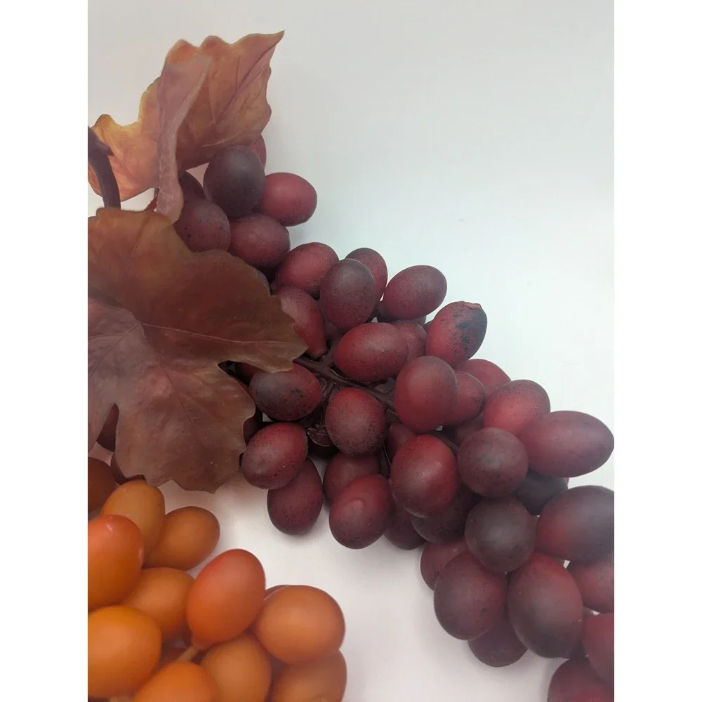 Vintage Style Artificial Grape Clusters Burgundy Amber‎ Faux Fruit Decor 2pc